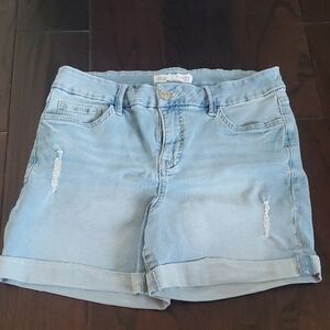 Royalty For Me Blue Jean Shorts Distressed Cuffed Casual Size 10